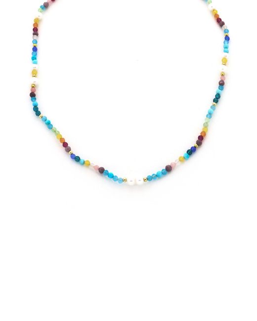 Panacea Blue Freshwater Pearl Colorful Bead Necklace