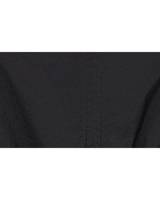 DKNY Black Shirred Puff Sleeve Peplum Top