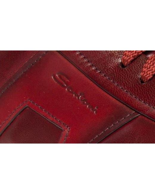 Santoni Burnished Colorblock Sneaker in Red for Men | Lyst