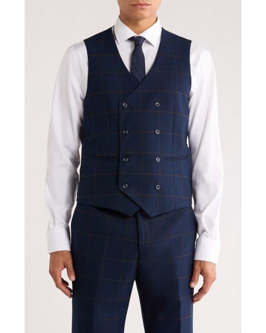 ZEGARIE Blue Glen Plaid Double Breasted 3-Piece Suit for men