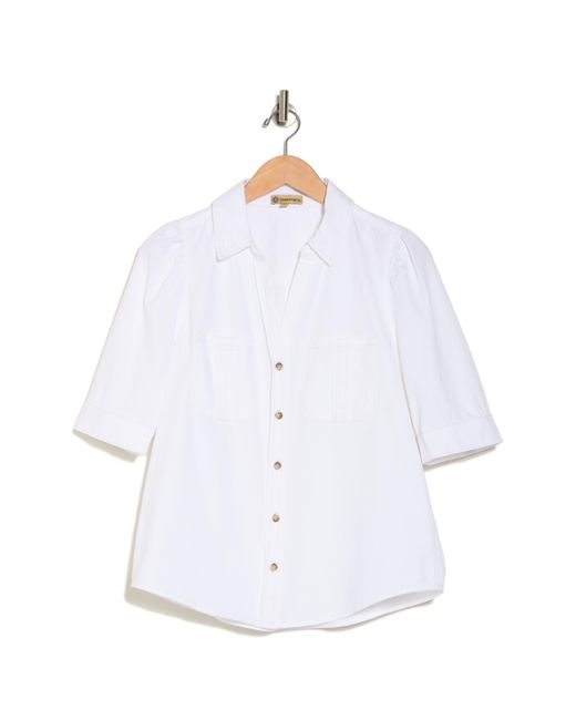 Democracy White Cotton Button-up Shirt