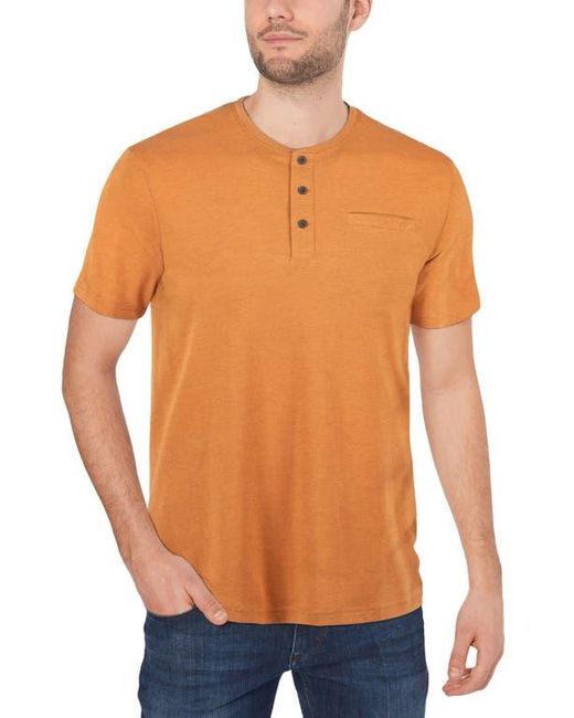 Xray Jeans Orange Pocket Henley Cotton-Blend Shirt for men