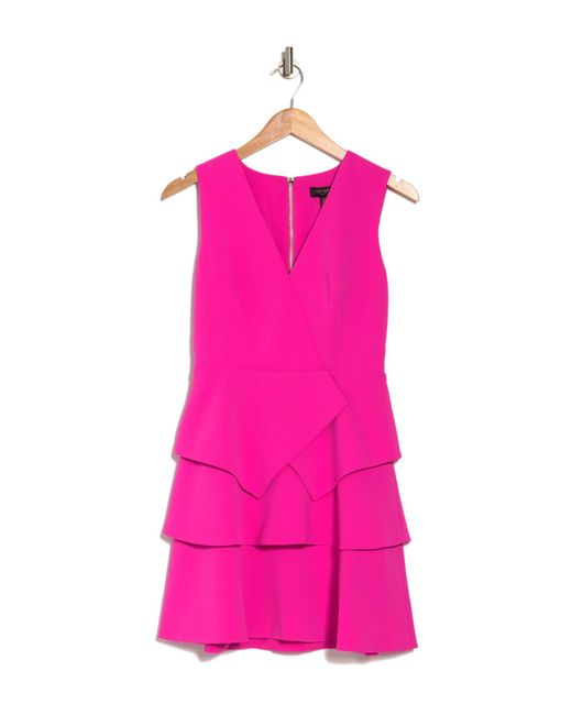 Ted Baker Synthetic Reinah Tiered V-veck Sleeveless Dress in Pink - Lyst