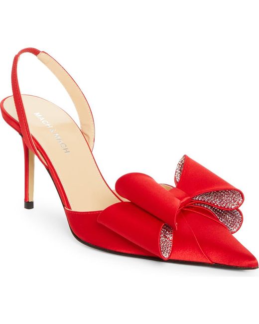 Mach & Mach Red Le Cadeau Pointed Toe Slingback Pump