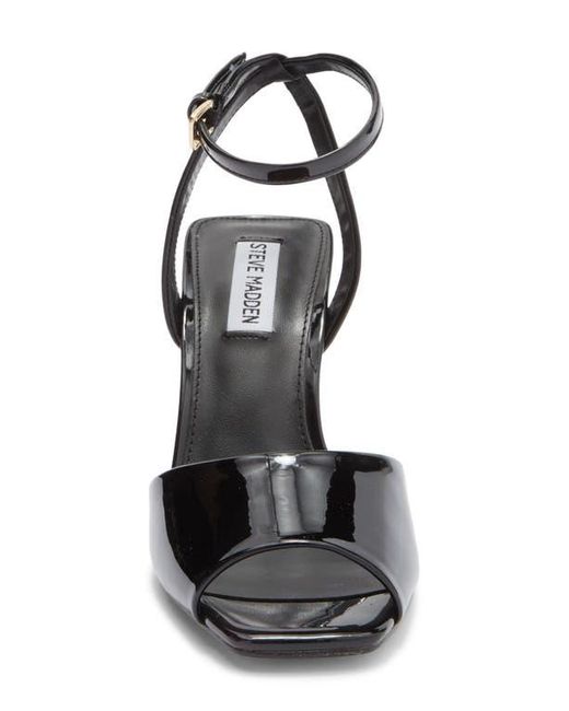 Steve Madden Black Leesha Patent Ankle Strap Sandal