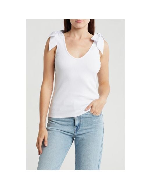 Vigoss Blue Bow Tie Shoulder Tank Top