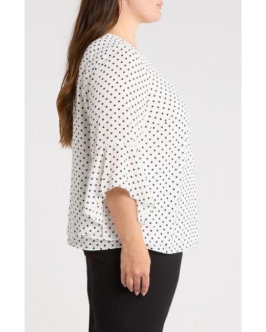 Kasper White Ruffle Sleeve Top