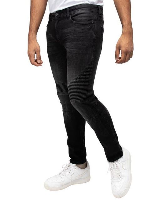 Xray Jeans Black Distressed Moto Slim Jeans for men