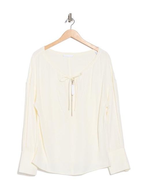 Helmut Lang White Reversible Long Sleeve Drawstring Top