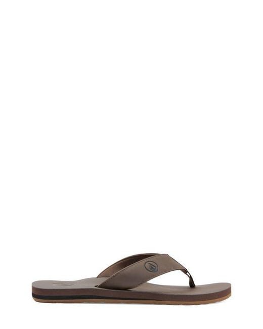 Volcom Brown Vocation Leather Flip Flops for men