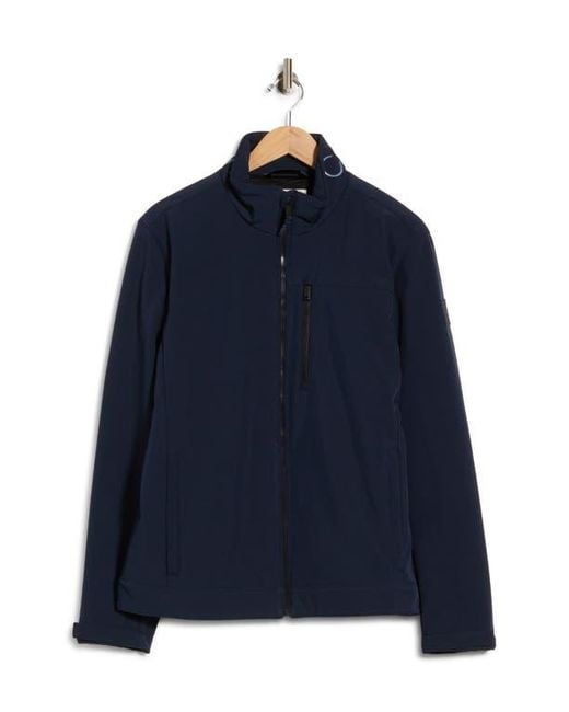 Calvin Klein Blue Stand Collar Soft Shell Jacket for men