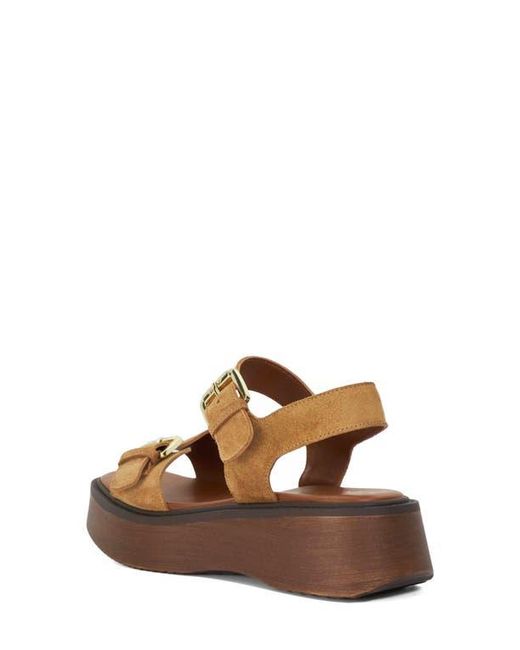 Dune Brown Luno Ankle Strap Platform Sandal