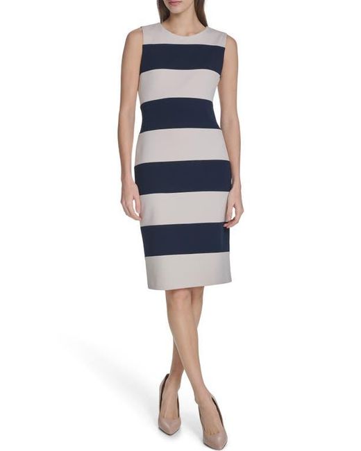 Calvin Klein Blue Stripe Sleeveless Sheath Dress