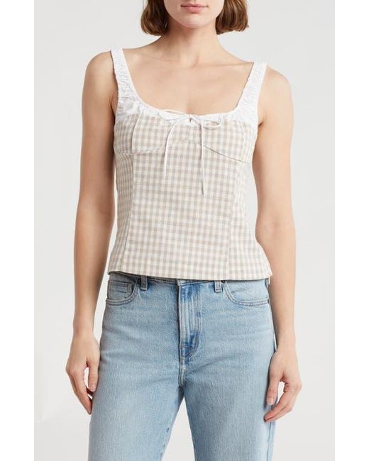 Elodie Bruno White Gingham Fitted Crop Top