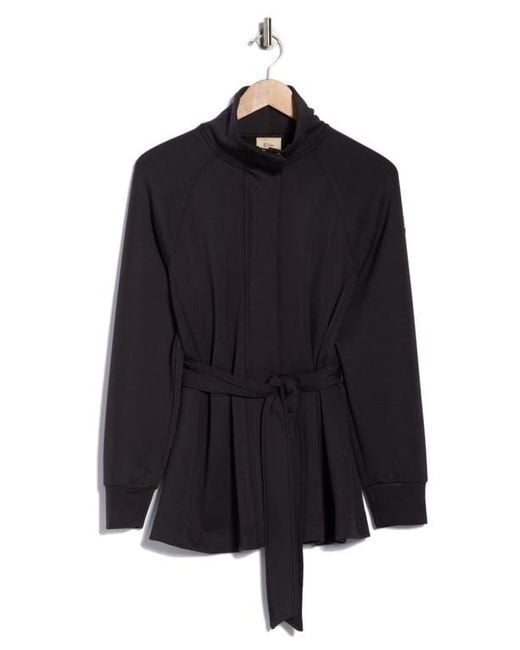Tahari Black Raglan Sleeve Tie Belt Jacket