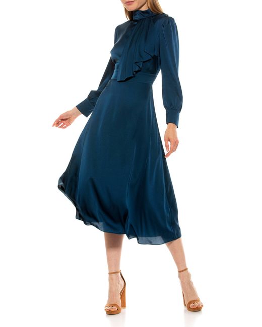 Alexia admor mock neck satin midi dress Clearance