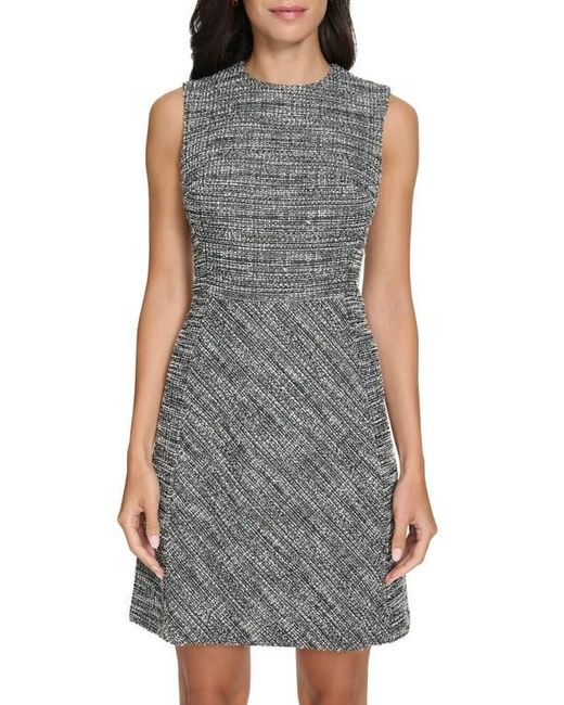 Calvin Klein Gray Sleeveless Bouclé Tweed A-Line Minidress