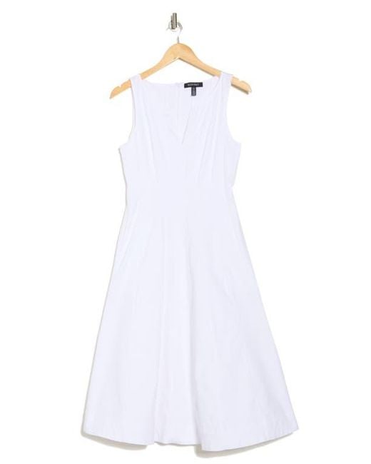 Ellen Tracy Stretch Cotton Fit & Flare Dress in White | Lyst
