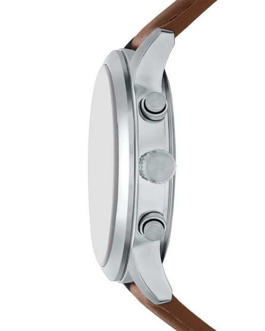 Fossil Blue Bennett Multifunction Leather Strap Watch, 45Mm for men