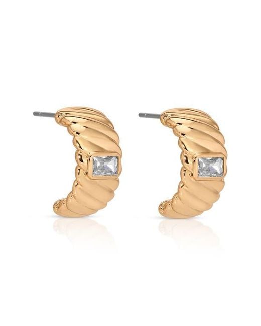 Ettika Metallic Textured Half Hoop Earrings