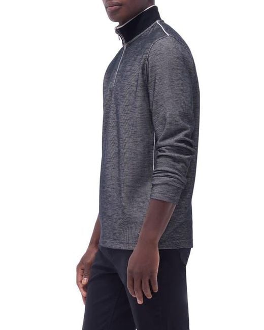 Bugatchi Blue Quarter Zip Performance Pullover for men