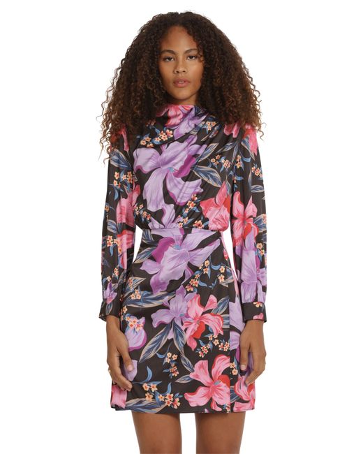 DONNA MORGAN FOR MAGGY Red Floral Long Sleeve Minidress