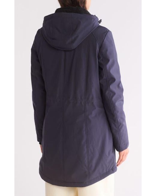 Calvin Klein Blue Flextech Faux Shearling Lined Hooded Jacket