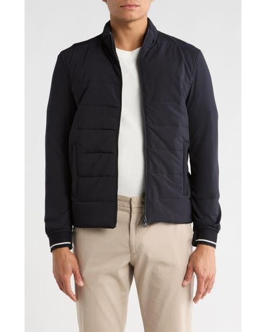 Denim and Flower Blue Channel Quilted Jacket for men