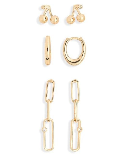 Leith White 3-Pack Cherry Assorted Earrings