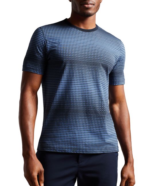Ted Baker Blue Ombré Geometric Cotton T-shirt for men