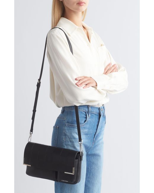 Calvin Klein Black Mica Woven Shoulder Bag
