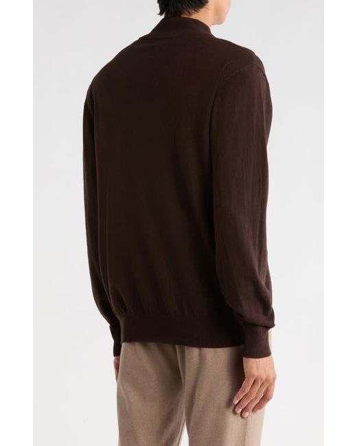T.R. Premium Brown Slim Fit Quarter Zip Sweater for men