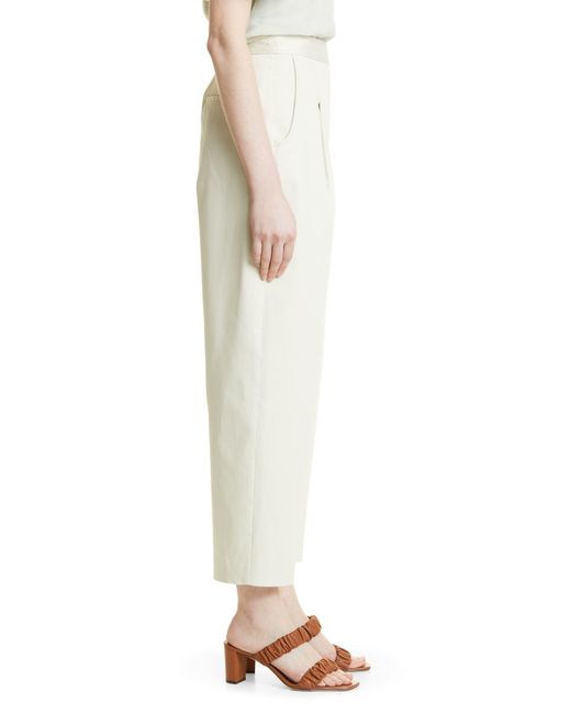 Rebecca Taylor White Pleated Stretch Cotton Crop Trousers