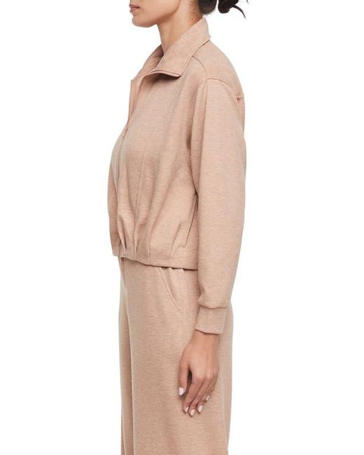 Three Dots Natural Bubble Hem Full Zip Jacket