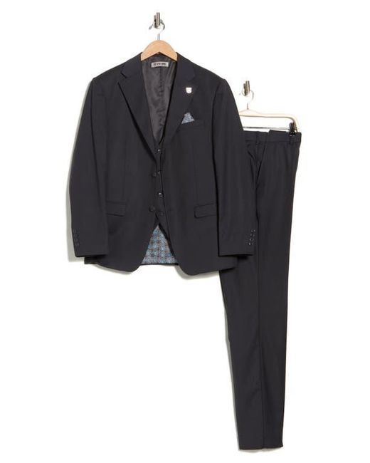 ZEGARIE Black Mélange 3-Piece Suit for men