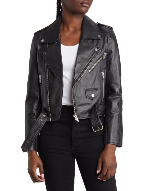 Deadwood Black Joan Crop Leather Moto Jacket