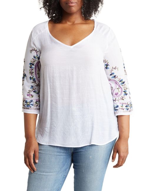 Grace Floral Embroidered Sleeve Tunic Top in White Lyst