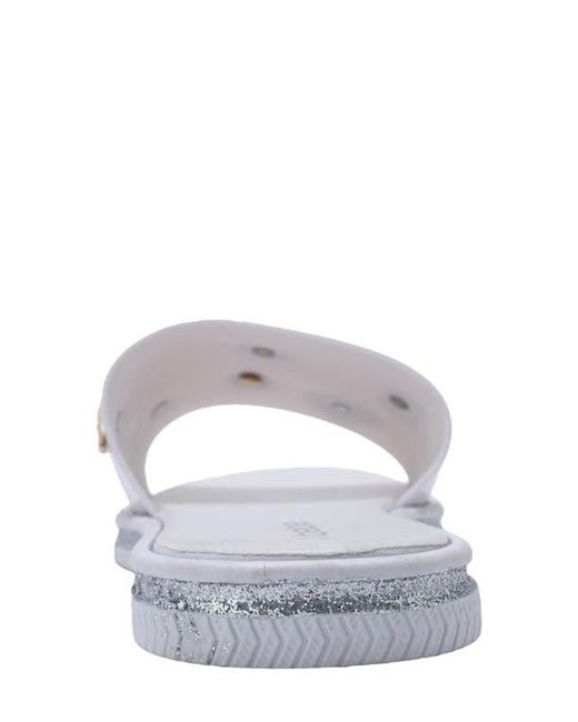 Bebe White Charm Slide Sandal