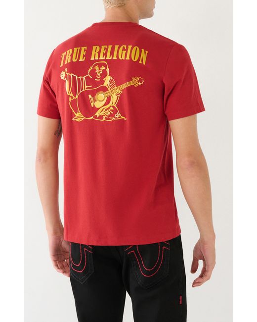 True Religion Red Buddha Cotton Crew Graphic T-shirt for men