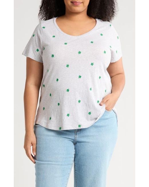 Lucky Brand Blue Embroidered Cotton T-Shirt
