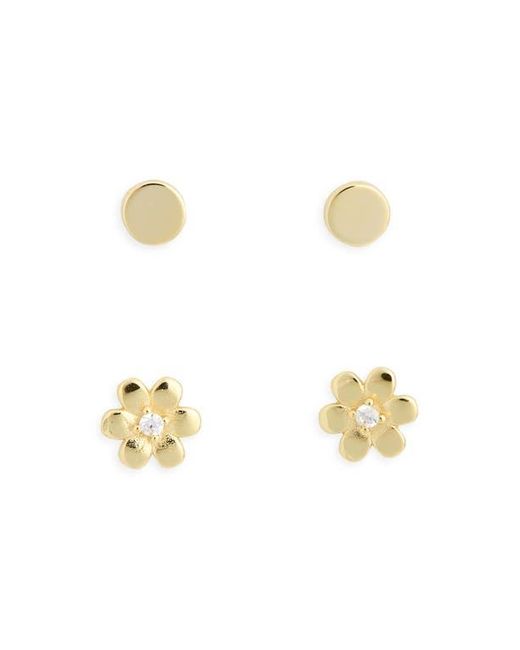 Argento Vivo White Solid & Flower Stud Earrings Set