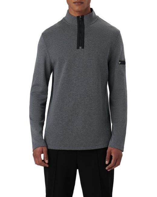 Bugatchi Gray Quarter Zip Pullover for men