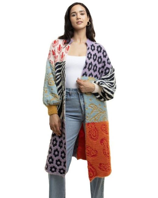 Saachi White Multi Print Longline Cardigan