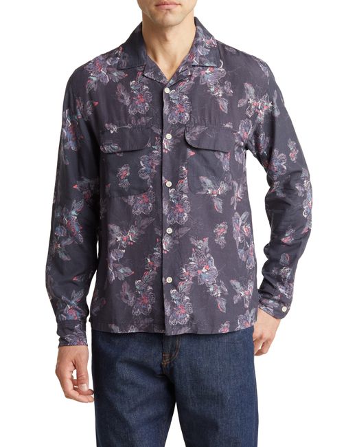 Corridor NYC Blue Novella Floral Print Long Sleeve Button-up Shirt for men
