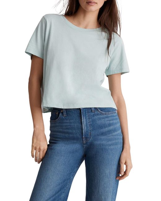 Madewell Lakeshore Softfade Cotton Crop Tee in Blue | Lyst