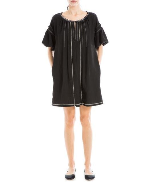 Max Studio Black Bubble Sleeve Mini Dress