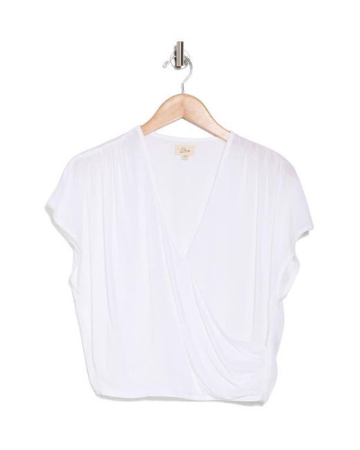 Elan White Surplice Neck Cover-Up Crop Top