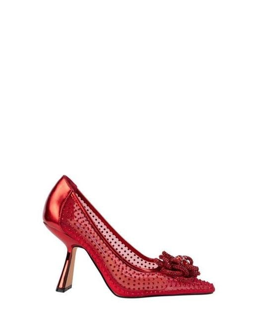 Lady Couture Red Rhinestone Mesh Pump