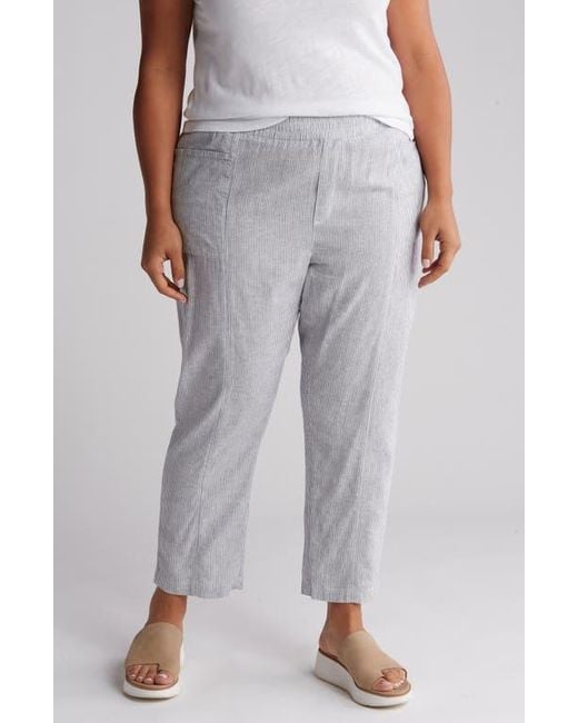 Caslon Gray Linen Blend Pull-On Crop Pants