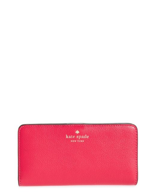 Kate Spade Red Slim Leather Bifold Wallet